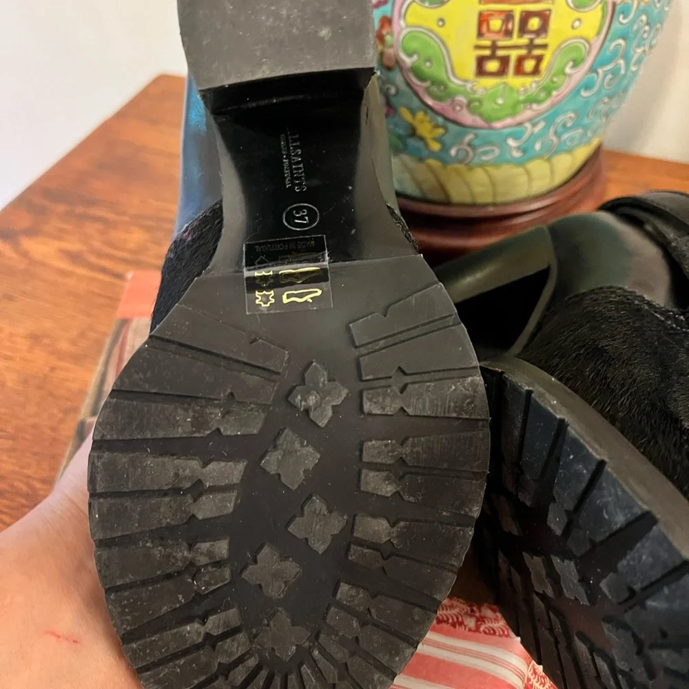 Allsaints Jules Jodhpur  Pony Hair and Leather Belted Booties - Picture 9 of 12